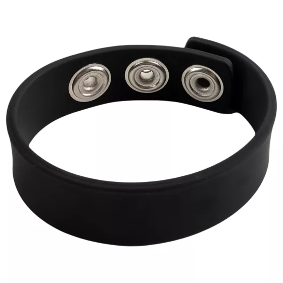 Pulselock Forge - nastaviteľný silikónový erekčný krúžok so zapínaním na patent (čierny) - 200 mm