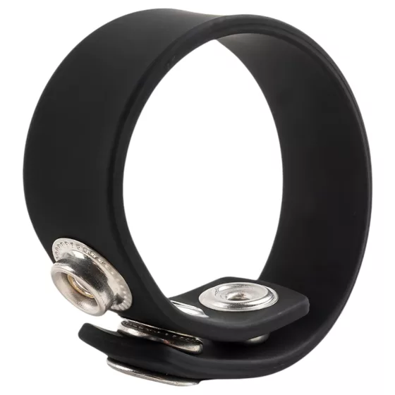 Pulselock Forge - nastaviteľný silikónový erekčný krúžok so zapínaním na patent (čierny) - 200 mm