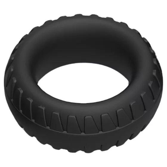 Pulselock Forge - silikónový erekčný krúžok s dezénom pneumatiky (čierny) - 30 mm