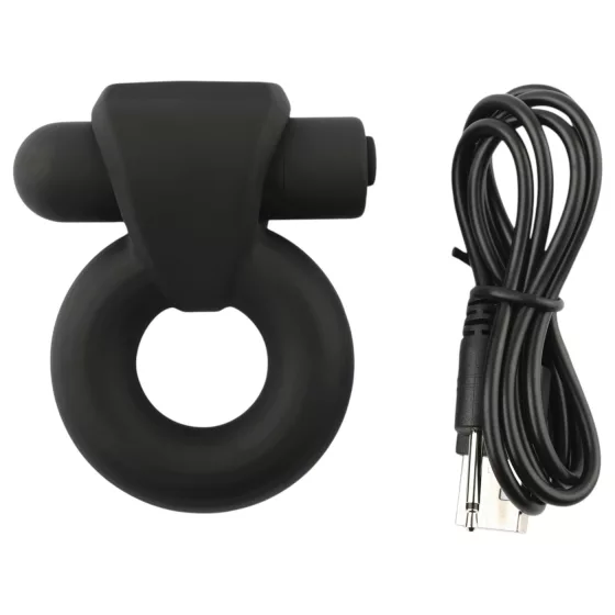 Pulselock Vantr - akumulátorový vibračný krúžok na penis a semenníky (čierny) - 25 mm