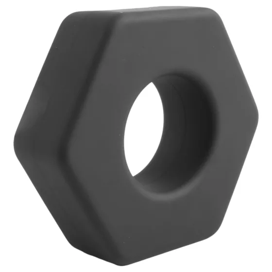 Pulselock Forge - silikónový erekčný krúžok v tvare matice (čierny) - 22 mm