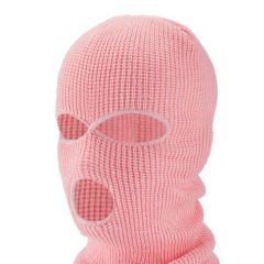 Balaclava - pletená maska s 3 otvormi (ružová)