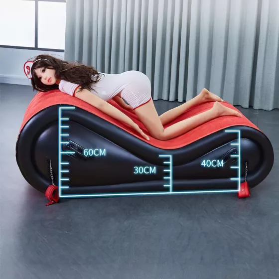 Desirel Magic Pillow - Nafukovací BDSM sexuálny nábytok - s putami (červený)