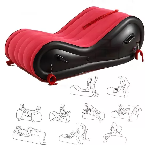 Desirel Magic Pillow - Nafukovací BDSM sexuálny nábytok - s putami (červený)