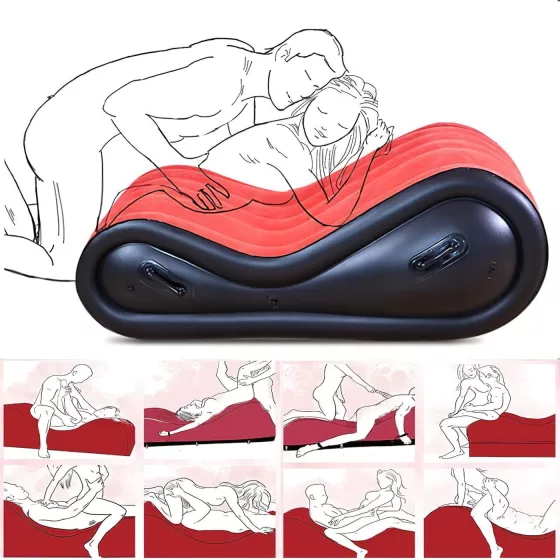 Desirel Magic Pillow - Nafukovací BDSM sexuálny nábytok - s putami (červený)