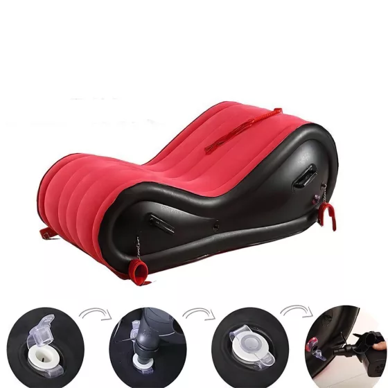 Desirel Magic Pillow - Nafukovací BDSM sexuálny nábytok - s putami (červený)