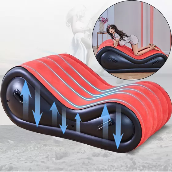 Desirel Magic Pillow - Nafukovací BDSM sexuálny nábytok - s putami (červený)