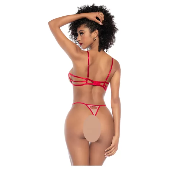 / Mapalé - 3-dielna podprsenková súprava s výstrihom (červeno-prírodná) - (S/M)