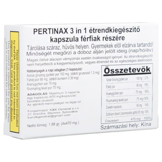 Pertinax 3v1 Plus - výživový doplnok pre mužov (4 kapsuly)
