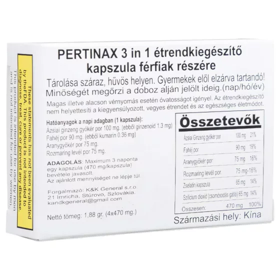 Pertinax 3in1 Plus - doplnok stravy pre mužov - kapsuly - 4 ks