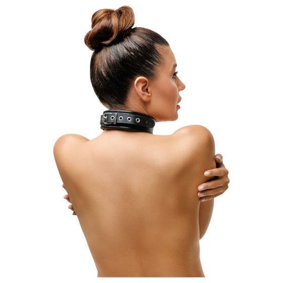 ZADO - kožený obojok na krk - čierny