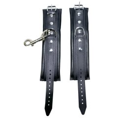 ZADO - kožené putá na zápästia s karabínou - čierne