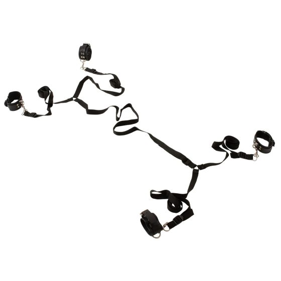 ZADO - posteľné putá - čierna koža - sada