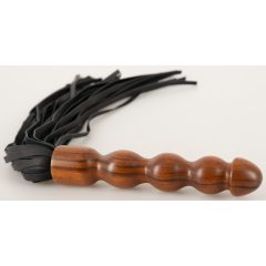   ZADO - Kožený bič, drevené dildo s rukoväťou (čierno-hnedé)