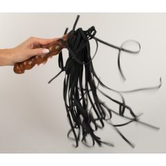   ZADO - Kožený bič, drevené dildo s rukoväťou (čierno-hnedé)