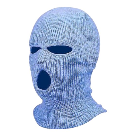 Balaclava - pletená maska s 3 otvormi (modrá)