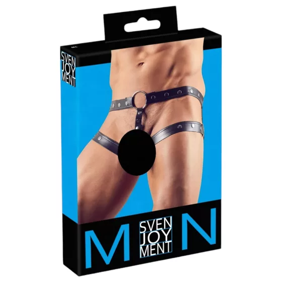 Svenjoyment - postroj s erekčným krúžkom - čierny - M/L
