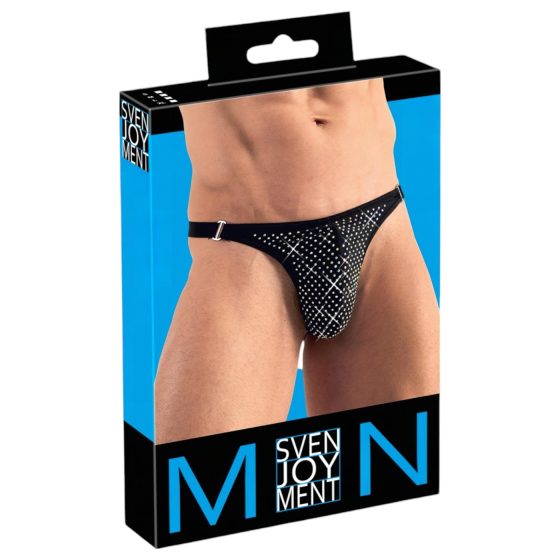 Svenjoyment - pánske tangáče s kamienkami (čierne)