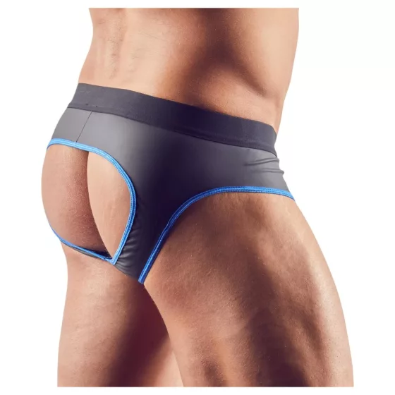 Svenjoyment - pánske otvorené jockstrap slipy - čierna/modrá
