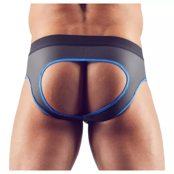 Svenjoyment - pánske otvorené jockstrap slipy - čierna/modrá