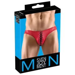   Svenjoyment - pánske čierne šnurovacie slipy - červené detaily