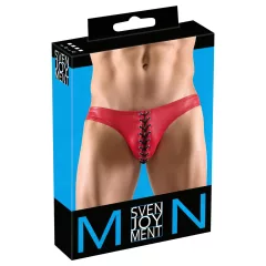   Svenjoyment - pánske čierne šnurovacie slipy - červené detaily