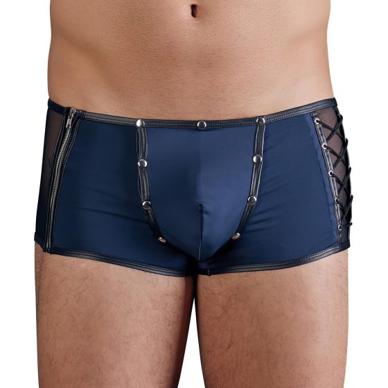 NEK - boxerky s čiernymi šnúrkami a sieťkou (modré)