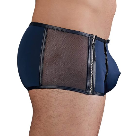 NEK - boxerky s čiernymi šnúrkami a sieťkou (modré)