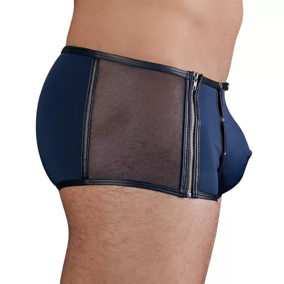 NEK - pánske boxerky - čierne, šnurovanie, sieťovina - modrá - L
