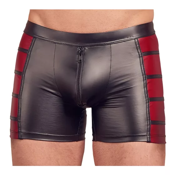 NEK - pánske boxerky na zips - čierne s červenými bočnými vložkami