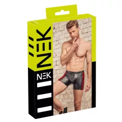   NEK - pánske boxerky na zips - čierne s červenými bočnými vložkami - M
