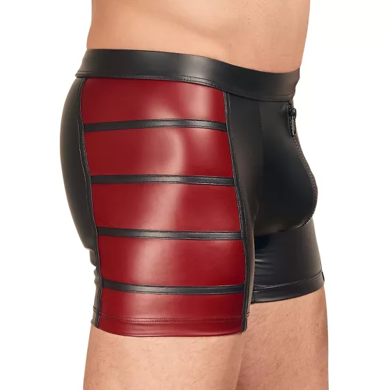 NEK - pánske boxerky na zips - čierne s červenými bočnými vložkami - L