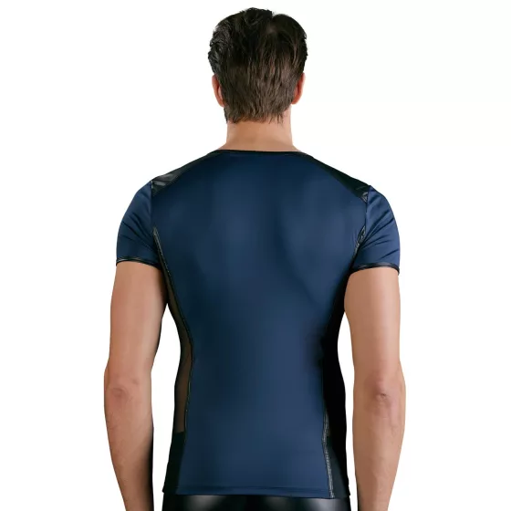 NEK - pánske tričko - sieťované panely, šnurovanie - čierna/modrá - M