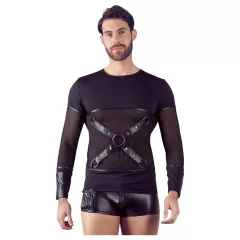 NEK - sexy dlhý rukáv s krížovými pásmi (čierny) - M
