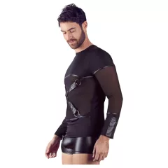 NEK - sexy dlhý rukáv s krížovými pásmi (čierny) - M