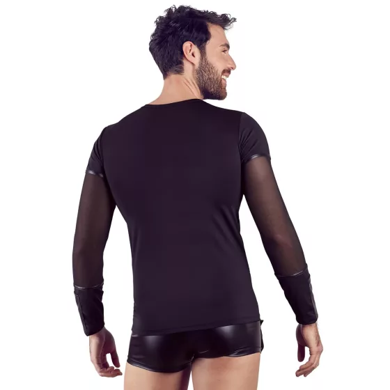 NEK - sexy dlhý rukáv s krížovými pásmi (čierny) - M