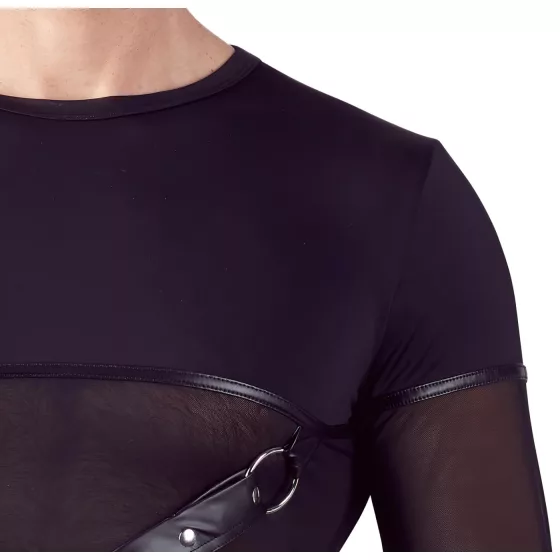 NEK - sexy dlhý rukáv s krížovými pásmi (čierny) - L