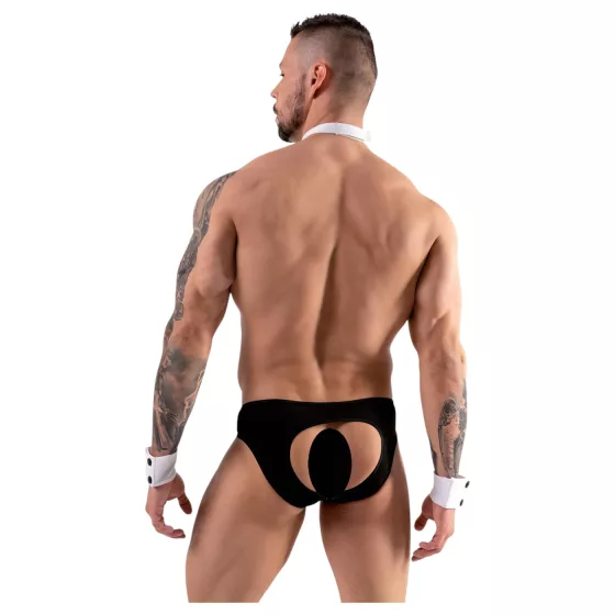 Svenjoyment - pánske tanga čašníka - súprava - čierno-biela - XL