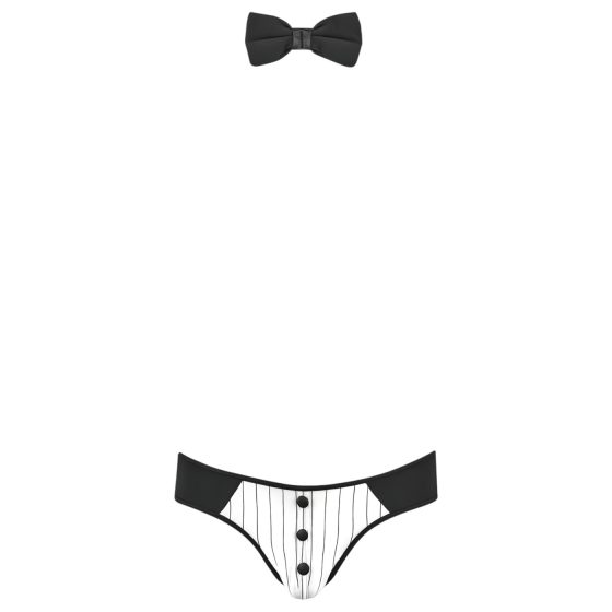 Svenjoyment - pánsky čašnícky tangá set (čierno-biely)