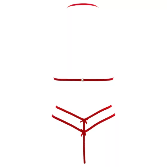 Cottelli - otvorená čipkovaná podprsenka set - červená - L