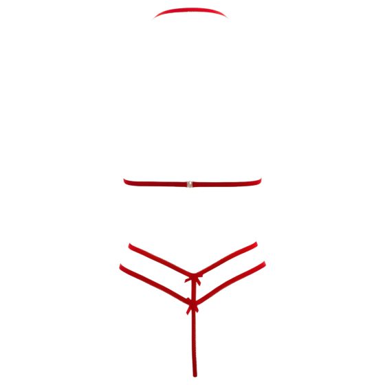 Cottelli - otvorená čipkovaná podprsenka set - červená - XL