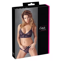   Cottelli - dámska čipkovaná podprsenka set - kvetinový vzor - fialová - M