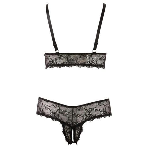 Cottelli Plus Size - čipkovaná podprsenka set (čierna)