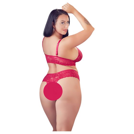 Cottelli Plus Size - jemná čipkovaná súprava (červená)