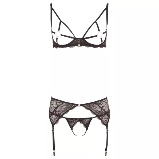 Abierta Fina - trblietavá čipkovaná mágia - súprava podprsenky (čierna) - XL