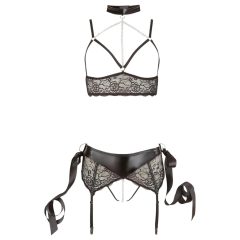 Cottelli Bondage - čipkovaný bielizňový set (5 dielov)