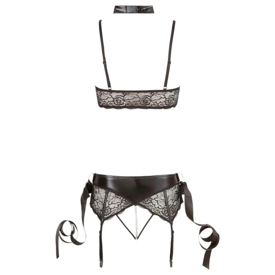 Cottelli Bondage - čipkovaný bielizňový set (5 dielov)
