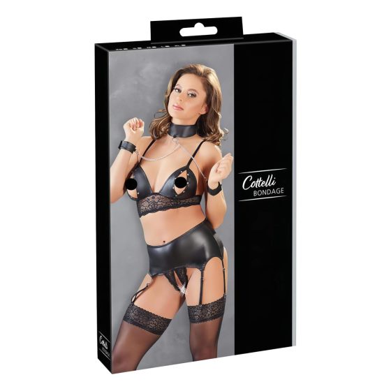 Cottelli Bondage - set lesklej čipky (4-dielny)