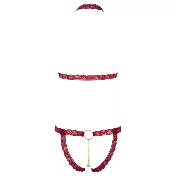 Cottelli - otvorená podprsenka s kovovými krúžkami - červená súprava