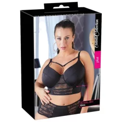   Cottelli Plus Size - čipkovaná podprsenka s remienkami (čierna)